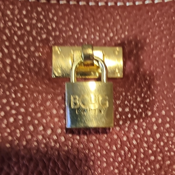 BCBG Dk Red NWOT Leather Tote with Gold Accents - Picture 3 of 11